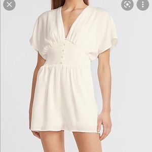 Smocked Waist V-Neck Romper